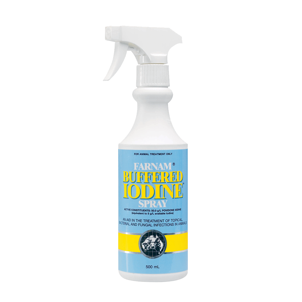 I.A.H Iodine Spray Buffered 500ml - Animalcare Supplies