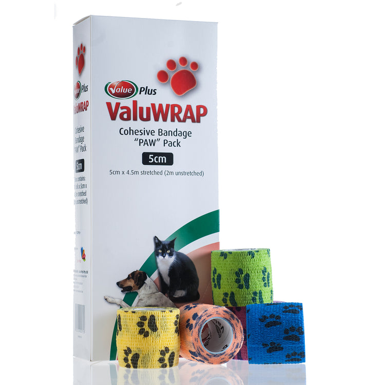 ValuWrap Paw Cohesive Bandage 5cm 10 Pack (Value Plus)