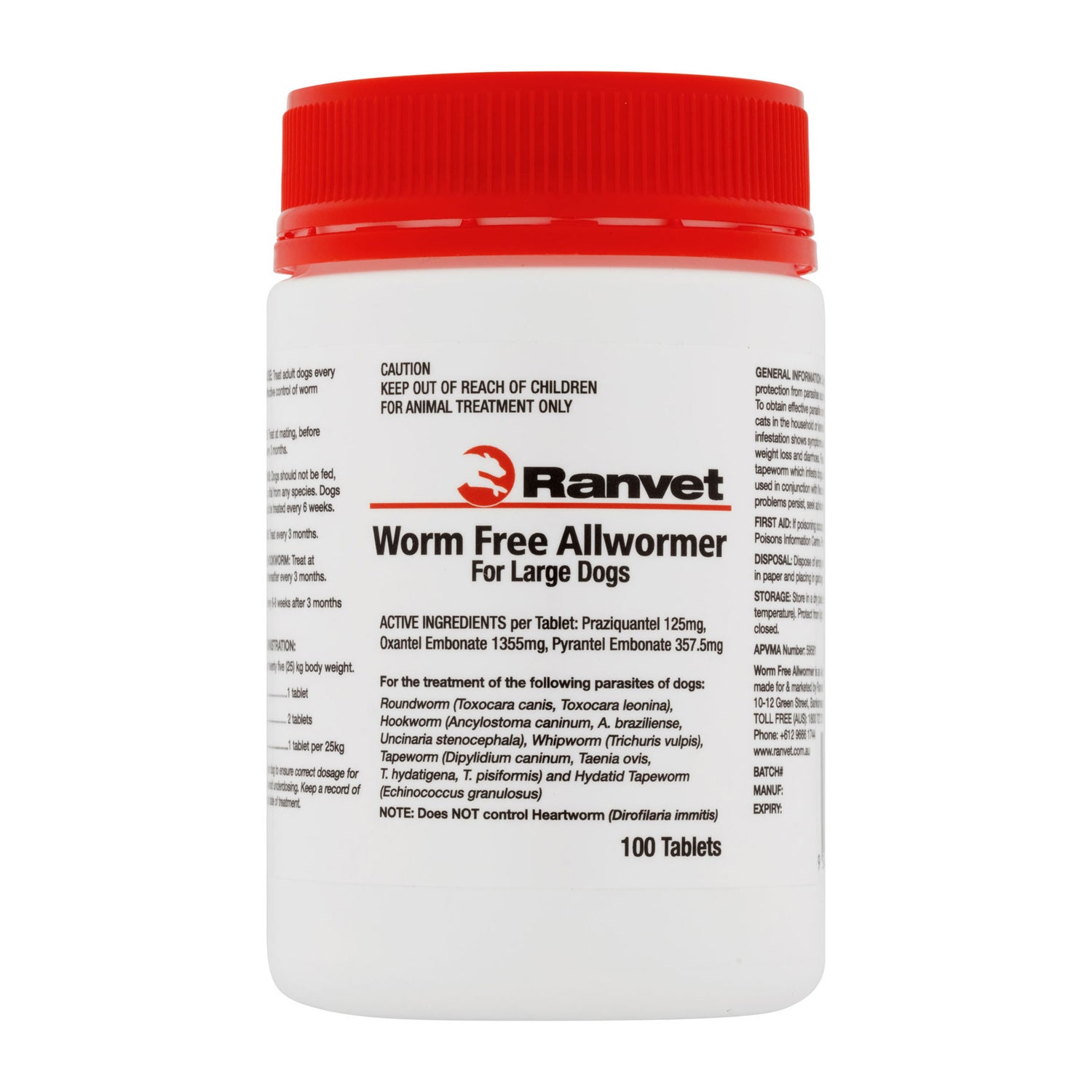 Worm Free Allwormer 25kg 100's (Ranvet)